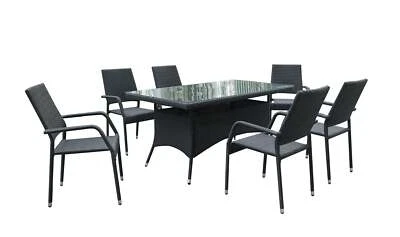 $469.99 • Buy 7Pcs Outdoor Dining Set Furniture Chair Table Rattan Wicker Lounge Patio Stylish