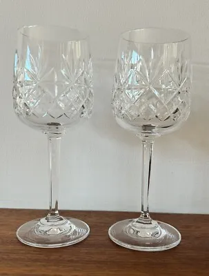 Superb - Edinburgh International Crystal - Long Stemmed Wine Glasses X 2 • £15.50