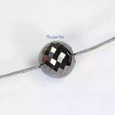 $35 • Buy 5.3mm Finest Natural Large Black Diamond Faceted Rondelle Bead (1) 0.5mm Holes