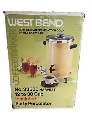 Vintage West Bend Insulated Party Percolator Coffee Maker Harvest 33535 • $24.99