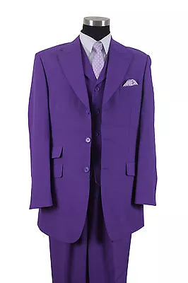 New Men's Fashion Suit With Collared Vestw/Pleated Pants 8 Colors 905V • $85.95
