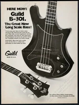 1977 Guild B-301 Bass Guitar Photo Vintage Print Ad • $9.99