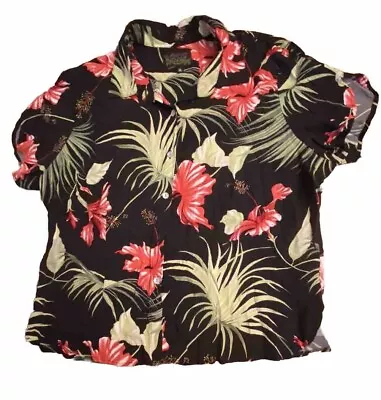 Kaua'iana Womens Hawaiian Blouse XL  Flower Tropical Floral (missing Button) • $9.49