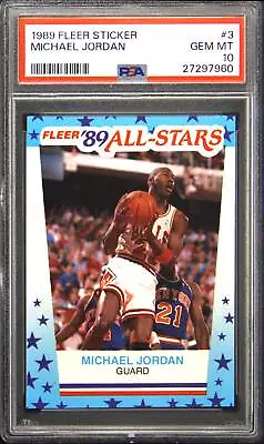 1989 Fleer All-Stars Sticker #3 Michael Jordan PSA 10 Gem Mint • $5999