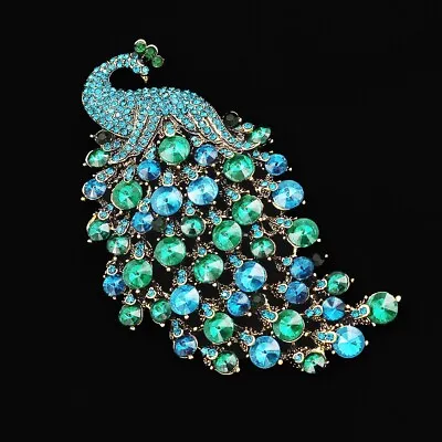 $8.99 • Buy Luxuriant Womens Big Crystal Rhinestone Peacock Animal Betsey Johnson Brooch Pin