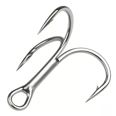 30Pcs Treble Fishing Hooks 15 Sizes Silver Triple  Strong Sharp Barbed Fish Hook • $22.84