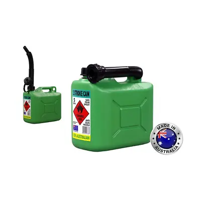 $34.95 • Buy 5L Green 2 Stroke Fuel Can & Flexible Pourer Spout Anti Glug Jerry Can Container