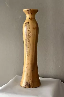 Vintage Artist Signed Solid Wood Hand Turned Sculpted Mid Century Modern Vase • $34