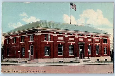 Mt. Clemens Michigan MI Postcard Post Office Building Exterior Roadside 1914 • $29.95