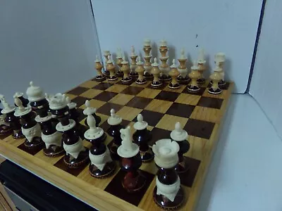 Vintage Wooden Large Board 18  X 18  W/chess Set • $65