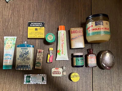 Vintage Medicine Cabinet Items (Lot Of 16) • $38