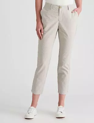UK 16 W LANE - Womens Pants - Grey Winter Cropped Cotton Work Wear • £13.77