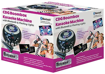 £69.99 • Buy CDG Boombox Bluetooth Flashing Light Party DJ Karaoke Machine 2 Microphones & CD