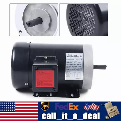 2-HP 3 Phase Electric Motor 3450 RPM 56C Frame TEFC 230/460V Premium Efficiency • $188.10