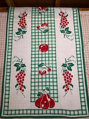 Vintage Linen Kitchen TOWELING TOWEL FABRIC Cherries Grapes Fruits Novelty • $9.99