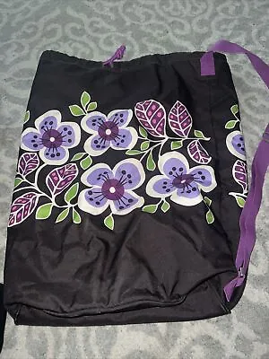 Vera Bradley Laundry Bag In Plum Petals - Ruck Sack Shoulder Sling Dorm RETIRED • $49