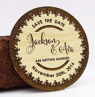 Rustic Wedding Save The Date Wooden Magnet 20 Custom Engraved Wooden-L2t • $81.39