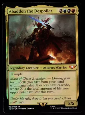 Abaddon The Despoiler 002/168 Mythic Surge Foil Warhammer 40K MTG NM • $3.99