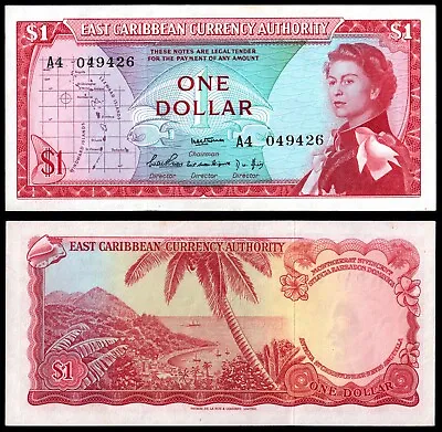 EAST CARIBBEAN STATES 1 DOLLAR (P13a) N. D. (1965) QEII SIGNATURE 1 UNC • £85