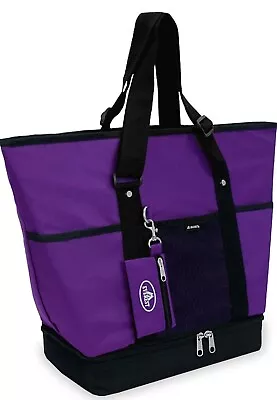 Everest Luggage Deluxe Shopping Tote Beach Bag With Cooler Purple/Black NEW • $18