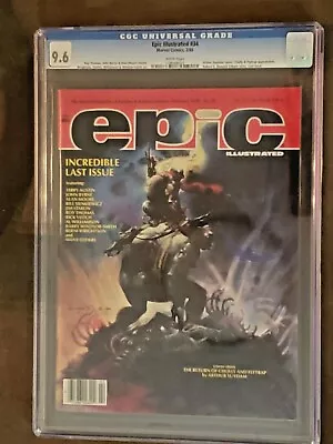 Epic Illustrated #34 CGC 9.6 - White Pages - Last Issue - 1986 Marvel • $139.99