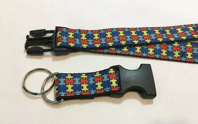 Autism Awareness Autistic Puzzle Pieces Removable Keychain Lanyard • $18.25