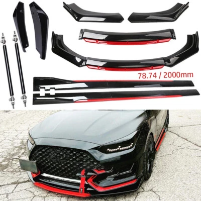 $69.99 • Buy For Hyundai Front Bumper Lip Spoiler Body Kit/Side/ Skirt/ Glossy Black+red