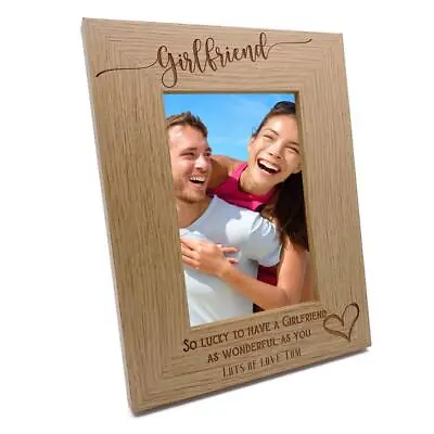 £12.45 • Buy Personalised Girlfriend Love Heart Engraved Photo Frame Gift FW652