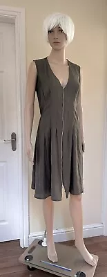 NWOT H&M Dress Womens UK 12 Olive Green Zip Front Sleeveless Elastic Waist • £15