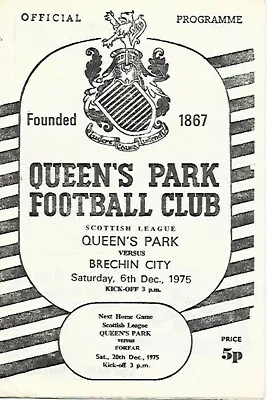Queens Park V Brechin City Scottish League Division Two 6th Dec 1975 • £1.10