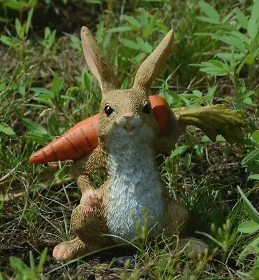 Bunny Rabbit With Carrot Statue Garden Sculpture Tabletop Figurine Home Decor  • $12.09