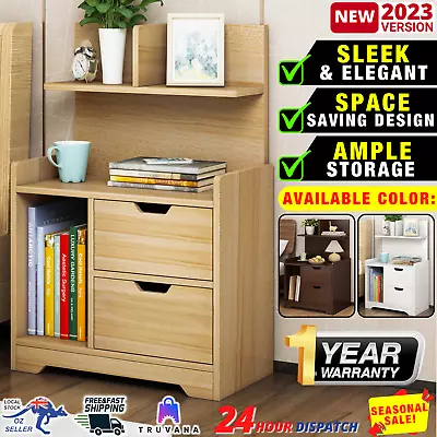 Wooden Bedside Table With Chest Of Drawers Shelf Tallboy Cabinet Bedroom Storage • $125.95