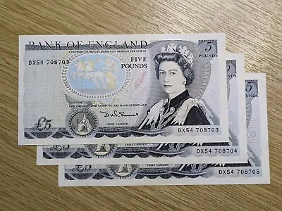 Three Consecutive £5 Pound Notes Somerset 1980 (B343) AUNC • £30