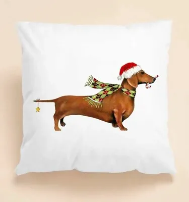 £4.99 • Buy Christmas Dachshund Sausage Dog Cushion Cover 45x45cm New
