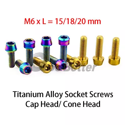 Cap/Cone Head Socket Screws M6 L=15/18/20mm Titanium Alloy Screw Allen Key Bolts • $3.59