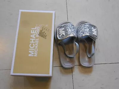 Nib Toddler Girls Michael Kors Silver Sparkly Sandals Size 10 • $16.99