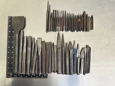 Lot Of Vtg. Assorted Cold Chisels  Cape Chisel Tool Half Round Drift Pin Punches • $55