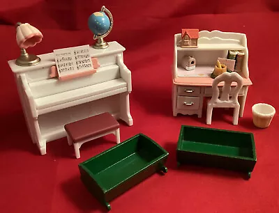 Calico Critters Piano Desk Chair Stationary Cradles Mixed Furnitures Lot Used • $36.35