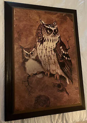 Vintage Richard Hinger Screech Owls Painting • $39.99