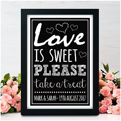 £15.95 • Buy PERSONALISED Love Is Sweet Candy Bar Sweetie Buffet Sweet Table Wedding Signs 