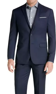 2023 JOS A BANK *SIGNATURE GOLD* Navy Blue Micro Stripe Full Suit 46R Wool • $79.99