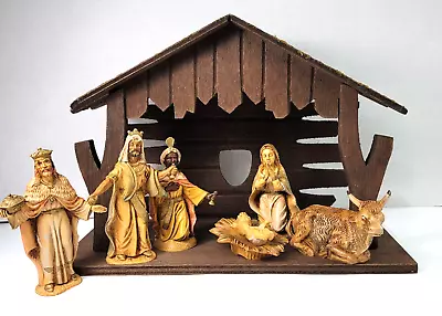 Vintage Collapsible Rustic Wood Nativity Stable Manger Italy Figurines No Joseph • $29.99