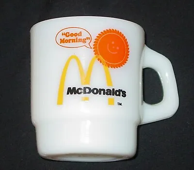 VINTAGE 1970'S McDONALD'S FIRE-KING MILK GLASS COFFEE MUG - PRE 1976 • $14