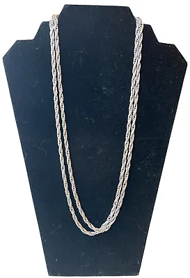 Vintage Monet Necklace Silver Tone Twisted Interlocking Links Statement Chain • $19.99