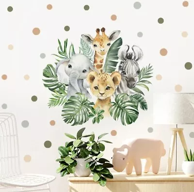 £17.99 • Buy Safari Jungle Animals Wall Stickers Playroom Kids Bedroom Wall Decals 