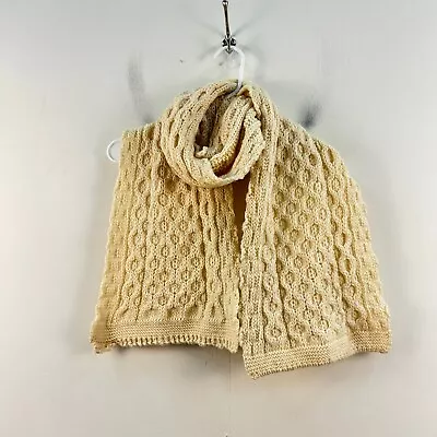 Emerald Designs Womens Scarf Wool Cream Cable Knit 17 X62 Nordic Fisherman 22821 • $27.30