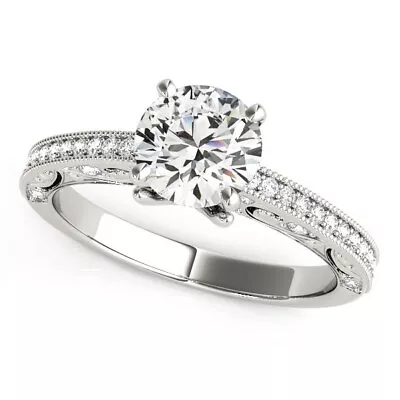 14k White Gold Antique Pronged Round Diamond Engagement Ring (1 1/8 Cttw) • $9737.99