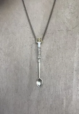 BANNED 1970s MCDONALD'S SPOON RAVE NECKLACE FESTIVAL BURNING MAN: SOLID SILVER • $98