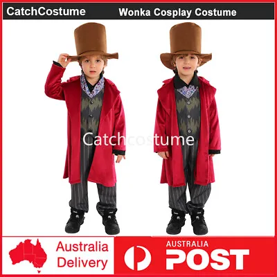 Kids Wonka Costume Boys Willy Wonka Cosplay Fancy Dress Book Week Party Outfits • $49.99