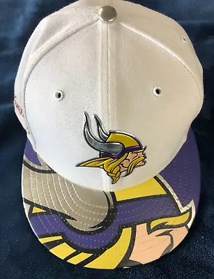 New Era 59Fifty Minnesota Vikings White Fitted 7-1/2 Graphics On Brim Cap Hat • $10